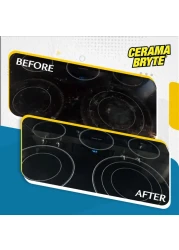 Cerama Bryte Combo Kit POWR Grip Scraper Pad Removes Tough Stains Cooktop and Stove Top Cleaner for Glass Ceramic Surfaces 10 Ounces 4 Piece