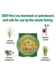 BadgerBug Repellent Organic DeetFree Mosquito Repellent with Citronella Lemongrass Easy to Use Travel Size Camping Essential Family Friendly Insect Repellent Balm 2 oz Tin 2 Pack