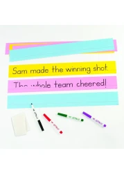 TREND WipeOff Sentence Strips 24 X 3 Blue Pink Yellow 30Pack