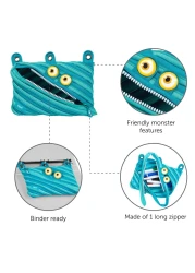 ZIPIT Wildlings Pencil Pouch for Kids 3Ring Binder Pencil Case Large Capacity Pen Case for School Blue