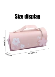 JELLYEA Kawaii Cherry Blossom Pencil Bag Pink Sweet Pencil Case Large Capacity Stationery Pouch School Supplies Makeup Bag Pink