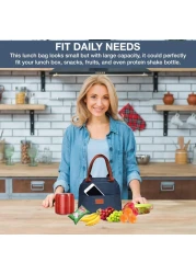 MahMir Insulated Lunch Bag for Men Women Kids with Strap Handles, Wide Open Easy to Clean Insulated Lunch Bag Box for Office Work School Picnic Travel, Leakproof Thermal Cooler Insulated Lunch (Black)