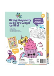 Hinkler Jr Kaleidoscope Colouring Kit &ndash; Too Cute Edition, includes 64-page Coloring Book with 50 Stickers and 5 Markers, Adorable Animal Designs for Kids, Ideal Gift for Cute-Themed Art Play