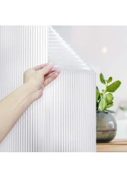 Mangobox Privacy Window Film Frosted Fluted Window Film Static Cling Window Sticker Reeded Glass Tinting for Bathroom Door Covering UV Block Etched Vertical Strips 175X 787 inches