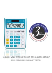 Casio MJ-12VCb-BU 300 Steps Check &amp; Correct Colourful Desktop Calculator (Blue)