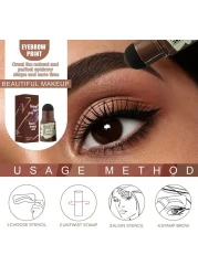 Eyebrow Stamp Stencil KitOne Step Brow Stamp Shaping Kit 3 in 1 Hairline Shadow Powder with 24 Reusable Eyebrow Stencils Hair Root Dark Brown