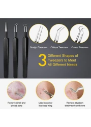 Pimple Popper Tool Kit Boxoyx 10 Pcs Blackhead Remover Comedone Extractor Kit with Box for Quick and Easy Removal of Pimples Blackheads Zit Removing ForeheadFacial and Nose Black