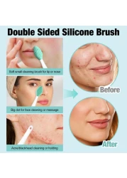 3Pcs Blackhead Remover Pimple Popper Tool Kit Pimple Extractor Acne Treatment Surgical Grade Blackhead Comedone Removal Popper Tool Cleaning Brush for Face Nose Lips