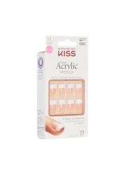KISS Salon Acrylic Press On Nails Nail glue included Sugar Rush French Medium Size Square Shape Includes 28 Nails 2g Glue 1 Manicure Stick 1 Mini File