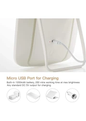 Sunm Makeup Mirror With LED Lights, Stand &amp; USB Rechargeable &amp; Touch Screen Dimmable And 3 Color Lighting Mode Lighted Vanity Mirror, Portable And Foldable For Travel (B-7 Inch)