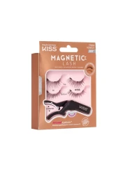 KISSMagnetic Lash 01 Synthetic False Eyelashes with Magnets Under and Over Your Upper Lashes No Glue Needed Lightweight Reusable Contact Lens Friendly Cruelty Free with Lash Applicator 1 Pair