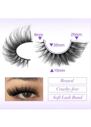 ALICE Eyelashes Fox Eye Lashes Mink Faux Fluffy Natural False Eyelashes Wispy Cat Eye Lashes Pack Fake Eyelashes 7 Pairs