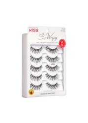 KISS So Wispy False Eyelashes Style 11 12 mm Includes 5 Pairs Of Lashes Contact Lens Friendly Easy to Apply Reusable Strip Lashes Glue On Mulitpack