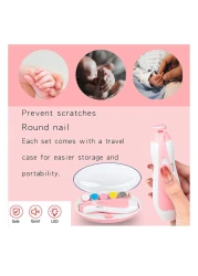 Electric Baby Nail Trimmer with LED Light - Safe &amp; Gentle Nail File for Newborns &amp; Toddlers 6 Grinding Pads for Toes &amp; Fingernails, Quiet Motor, Portable Infant Nail Care Kit - Pink
