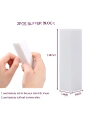 Kissbuty 12PCSBox Mixed Nail File Manicure Pedicure 2pcs White Buffer Block5pcs Emery Board Black5pcs Emery Board White Nail Files