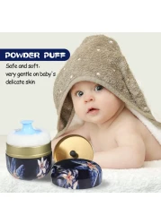 WEMEGA Body Powder Case with Powder Puff Powder Container Tea Box for Baby and Women Powder Puff and Powder Case for Travel Midnight Flower