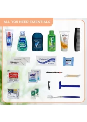 Asom Toiletry Travel Convenience Kit Prefilled Personal Care TSA Approved Toiletries Hygiene Traveling Essentials 20 Piece Accessories Set Unisex TravelSize Toiletries Kits