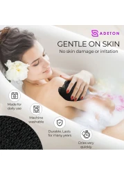 Adeton African Net Sponge Authentic Real Black Owned Exfoliating Bath Wash Cloth Long Sponge Body Exfoliator Sapo Shower Bath Accessories Back Foot Scalp Scrub Flat Dead Skin Remover Black