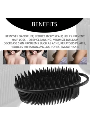 Avilana Style 3 2in1 Exfoliating Silicone Body Scrubber Shampoo Brush Scalp Massager Hygienic Shower Loofah Sponge Alternative for Deep Clean Soft Skin