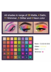 UCANBEEXOTIC FLAVORS Neon Eyeshadow Makeup Palette 48 Colorful High Pigmented Rainbow Matte Shimmer Glitter Eye Shadow Make Up Pallet Gift Set