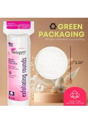 Swisspers Premium Exfoliating Rounds 2 Distinct Raised Textured Surface Cotton Facial Pads 80 Count Reclosable Bag