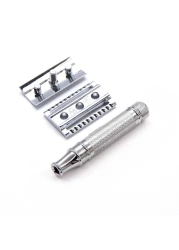 Edwin JaggerDES89KN Short Handled Classic Double Edge Manual EcoFriendly and Reusable Safety Razor for Men and Women for Shaving Cream or Soap Fits All DE Razor Blades Knurled