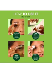 Nads Eyebrow Wax Strips Facial Hair Removal for Women Eyebrow Wax Kit with 6 Eyebrow Waxing Strips 6 Calming Oil Wipes 2g Skin Protection Powder 1 Count