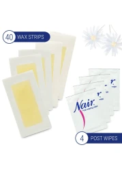 NairSensitive Hair Remover Wax Ready Strips Face and Bikini Hair Removal Wax Strips 40 Count