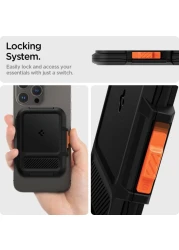 Spigen Lock Fit (MagFit) Magnetic Wallet Card Holder [up to 6 Cards] MagSafe Compatible with iPhone 15 Pro Max / 15 Pro / 15 Plus / 15 / iPhone 14/13/12 series - Black