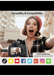 393FT Wireless Lavalier Microphone for iPhone, Android, Camera, Laptop 3-in-1 2.4G Dual Mini Mics Ultra Low Delay &amp; Noise Reduction