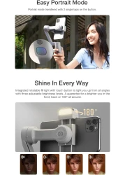 Zhiyun Smooth-Q3 Handheld 3-Axis Smartphone Gimbal Stabilizer Portable Phone Vlog Gimbal Max, 280G Payload Built-In Battery Led Fill Light Supports Gesture Control Ultra Wide Angle Zoom Smartfollow