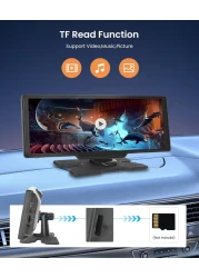 podofo 10.26 Touchscreen Portable Wireless Apple Carplay Car Stereo, Portable Car Screen Compatible with Bluetooth Hands-Free/GPS Navigation/Siri Assistant/Voice Control,7V-32V Suit for All Vehicles
