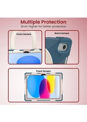 Moxedo Shockproof Rugged Protective Colorful Case with 360 Rotating Kickstand, Shoulder Strap, Pen Holder for Kids Compatible for iPad 10th Generation 10.9 2022 (Cornflower Blue)