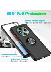 Case for Oppo Reno12 F Case Cover Metal Ring Holder Grip Kickstand Car Magnetic Mount Shockproof Matte Hard Back Bumper Case for Oppo Reno 12F (Green)