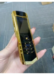 Luxury Vertue Mini Phone V10 &ndash; Unlocked GSM Keypad Cell Phone with Leather Back Cover, Dual SIM, Bluetooth, and Long Battery Life