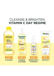 غارنييه سكين أكتيف سيروم فائق للاشراقة السريعة ضد البقع ب X30 فيتامين سي*و نياسيناميد. *vs كريم للاشراقة السريعة للنهار