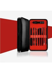 Nail Clipper Set 15 In 1 Nail File Swing Out Nail Cleaner File Popular Gifts For Men & Women Best Nail Care For Manicure Pedicure Home & Travel Manicure Set Red, Black, 11 X 7 X 2 Cm