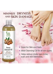 NBL Natural Almond Oil (Large 16 oz) Sweet Almond Oil for Skin or Almond Oil for Hair, the Perfect Natural Body Oil for Women, Great as Unscented Massage Oil, 473 ML
