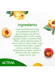 أكتيفيا زبادي مخفوق كامل الدسم بالخوخ والمشمش 120 غرام حزمة من 8