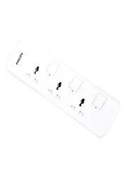 فيليبس مقبس التمديد مع 3 مخارج مع مفتاح فردي بطول مترين