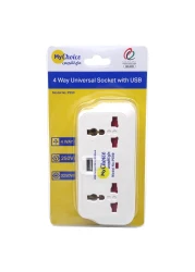 MyChoice 4-Way Universal Socket Adapter with USB 12W
