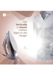 مكواة بخار أفرا، 2600 وات، سعة 350 مل، أسود وذهبي، قاعدة مطلية بالسيراميك، بخار عمودي، معتمدة من ESMA AF-2600IRBG، ضمان لمدة عامين.