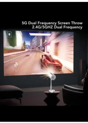 4K 1080P Support Outdoor Home Theater Movie Projector with 5G WiFi6 Blue tooth, 90&deg; Flip Head, AI Smart Voice Control HDMI Wireless Portable Projector