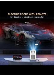 Wownect - Smart Mini Android Projector 5500 Lumens with 150" Display Built-in Dual Hi-Fi Speakers Supported 1080P (60FPS) Portable Projector 4K