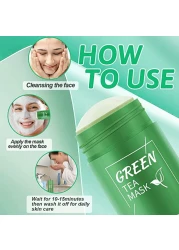 Green Tea Purifying Clay Stick Mask,For Face Moisturizes Oil Control,Deep Clean Pore,Exfoliating Mask