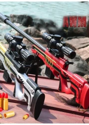 مجموعة بندقية قنص فوم بلاستر للأطفال – مسدس لعبة مزود بغطاء أمان من مادة إي في إيه مع مخزن – لعبة نيرف فضية وذهبية من AWM – هدية عيد ميلاد مثالية للأولاد والبنات