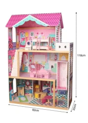 Wooden Dollhouse for Kids &ndash; Dream House Toy for Little Girls, Pretend Play Dollhouse with Furniture, Educational Toy for Children 3+ Years Old, Safe and Durable
