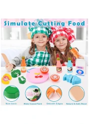 Wooden Kids Shopping Cart with Pretend Play Food Accessories &ndash; Baby Push Walker Educational Toy for 3-5 Year Olds, Learning &amp; Walking Toy, Birthday Gift