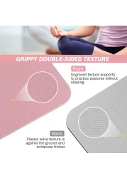MahMir Yoga Mat Anti-Slip Exercise Mat with Carrying Bag Fitness Mat for Pilates 183CM*61CM*6MM Thickness for Woman Man Beginners Dark (Pink + Light Grey)