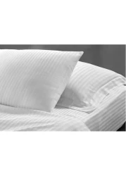 Hotel Linen Klub King Bed Sheet 3pcs Set , 100% Cotton 250Tc Sateen 1cm Stripe, Size: 260x280cm + 2pc Pillowcase 50x75cm , White